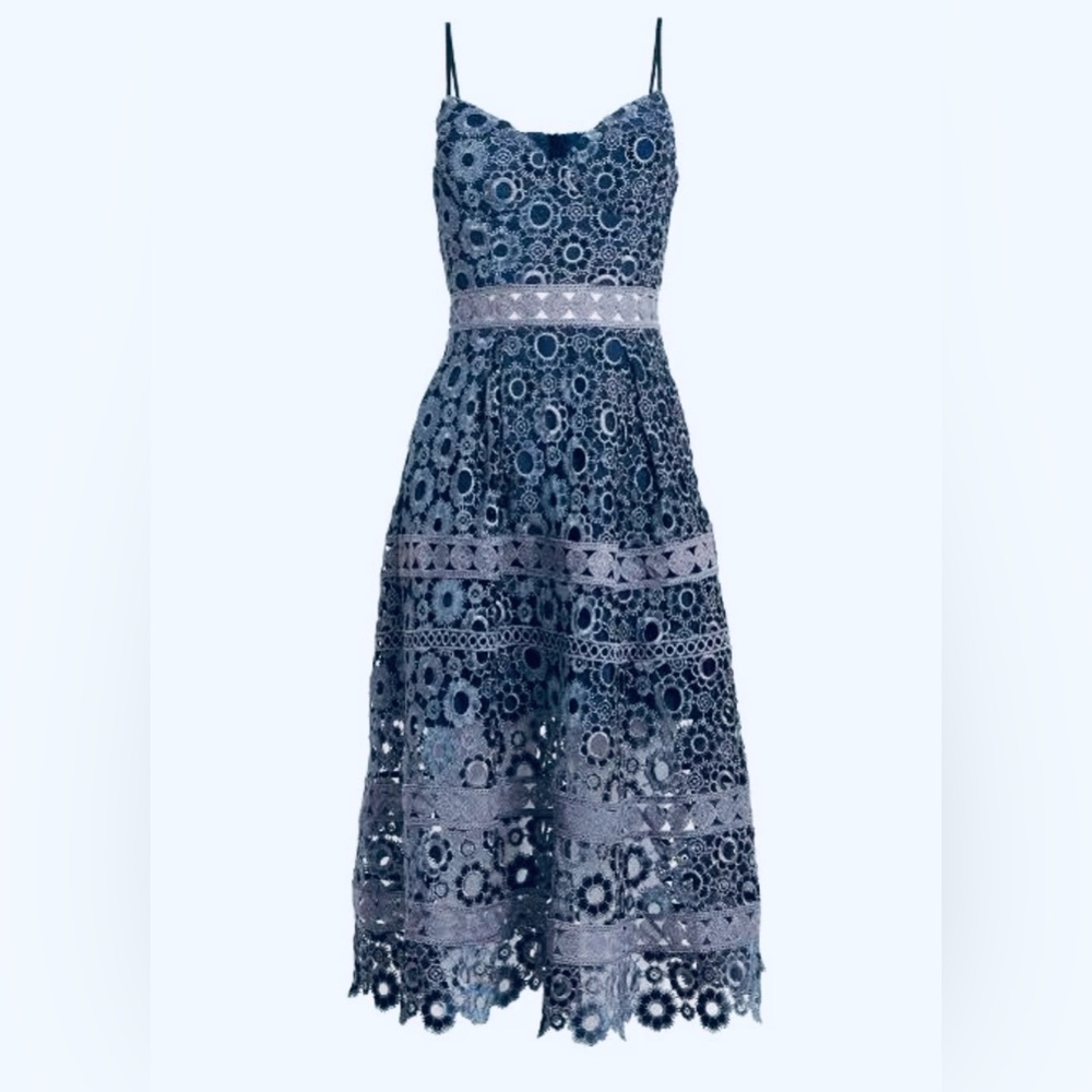 Self-Portrait Floral Embroidery Cut Out Midi Dress